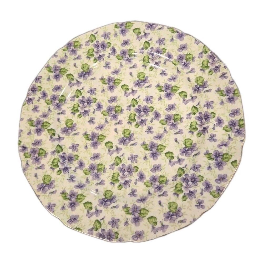 Lefton Violet Chintz Hand Painted 9" plate round Japan Vintage 659V Purple